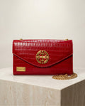 Croc-Embossed Chain Flap Bag